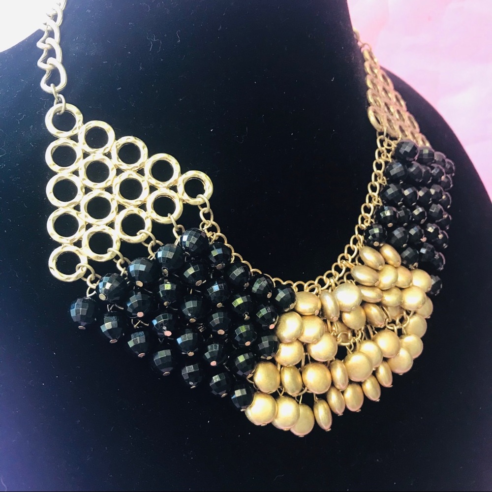 Vintage gold/black plastic necklace